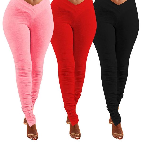 

women's pants & capris stacked leggings women elastic v-low waist flare bell bottom ruched trousers draped jogger sweatpants sporty, Black;white