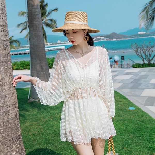 

one-piece suits 2021 korean steel support gathered big and small bikini swimsuit women's split swimwear three-piece spring