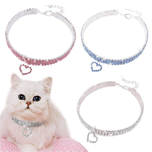 

cat collars & leads dog pet necklace for small girl wakeu rhinestone bling with bone pendant s size
