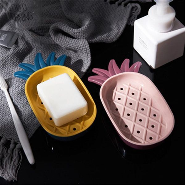 

soap dishes creative pineapple box holder sponge drain dish rack storage bathroom kitchen accessories