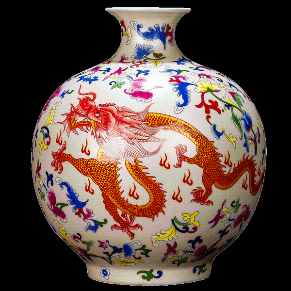 

vases jingdezhen porcelain vase yellow plum dragon pattern vase, chinese living room, wine cabinet flower arrangement decoration