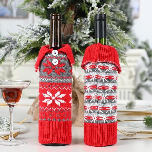 

creative wine set bottle bag christmas button snowflake cover year home decoration gift wrap