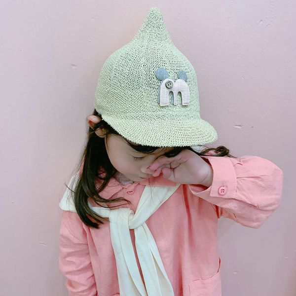

korean children's straw cartoon sunscreen cat baby sun hat, Yellow