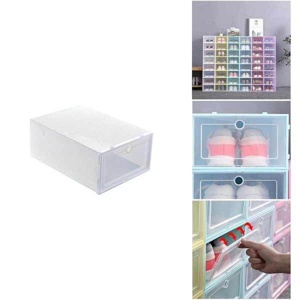 

clothing & wardrobe storage 1pc foldable clear shoes box plastic candy color stackable shoe organizer boite de rangement opbergdoo