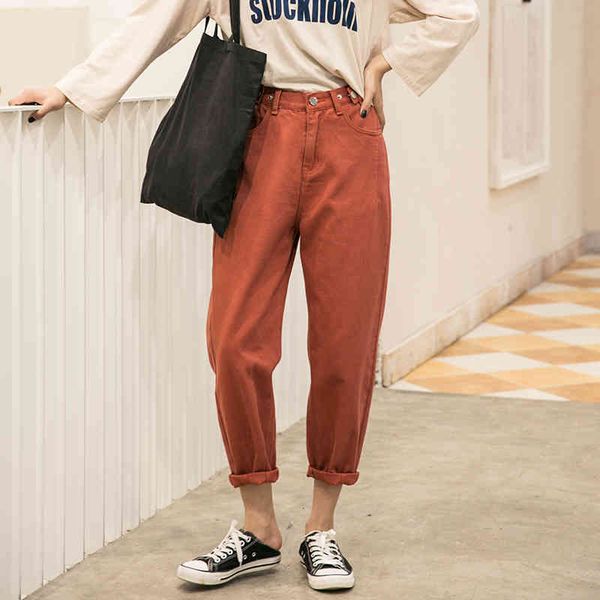 

mom loose woman candy color jeans for women vintage boyfriends women's oversized harem pants, Blue