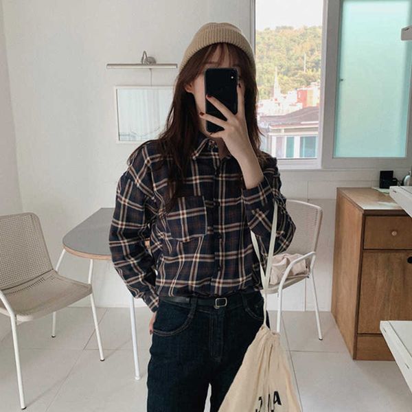 

spring summer korean plaid blouses and shirts for women casual long sleeve elegant shirt female 100% cotton lady blouses 210527, White