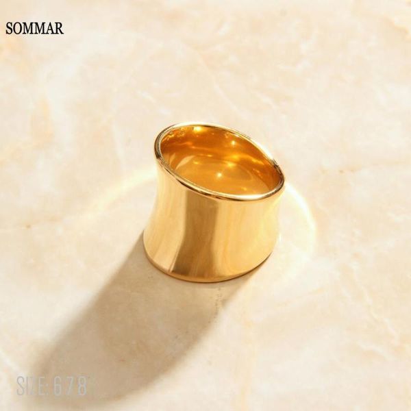 

sommar concave smooth surface rings simple design gold color midi ring knuckle for women jewelry bagues anillos mujer anel cluster, Golden;silver