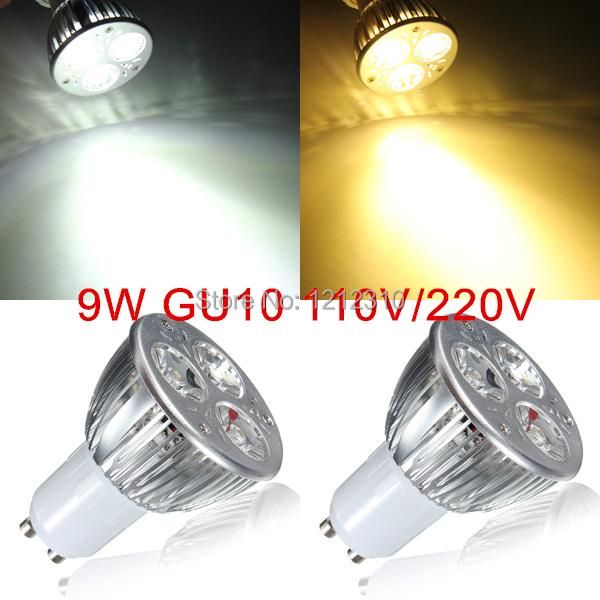 

bulbs 8pcs/lot ac110v/220v gu10 3*3 9w led light bulb spotlight high power lamp warm/cool white