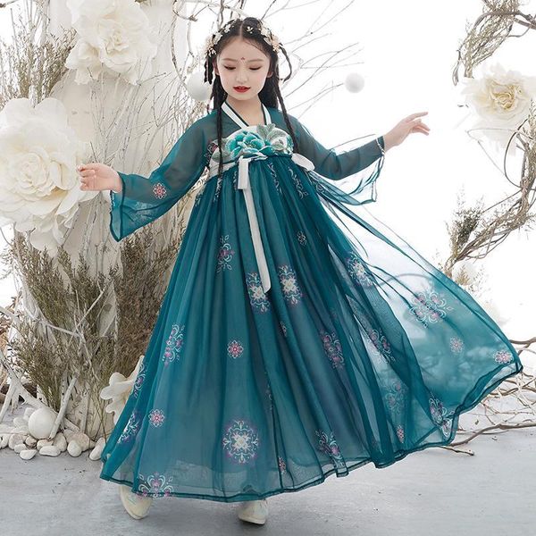 

casual dresses chinese traditional ancient perform oriental princess dress kids elegance pography dance wear cosplay gilr hanfu robe 52y0, Black;gray