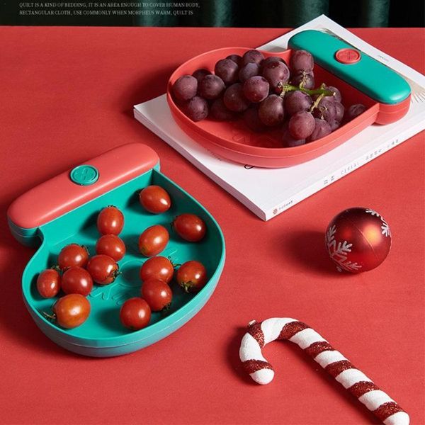 

dishes & plates creative mixed color christmas tree snack fruit plate with toothpick glove dessert bowl candy
