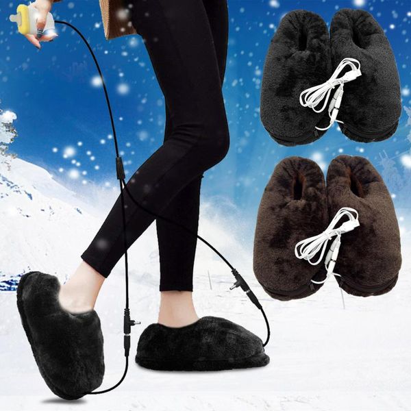 

slippers soft cold feet warmer heated slipper electric portable winter reliable usb home pad practical gift heating shoes, Black