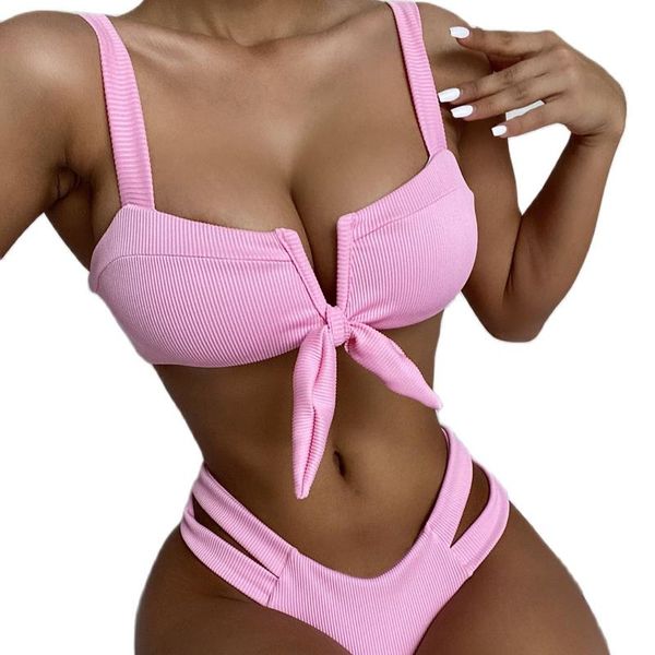 

women's swimwear 2021 women deep v neck bow bikini set swimsuit bathing suit, White;black