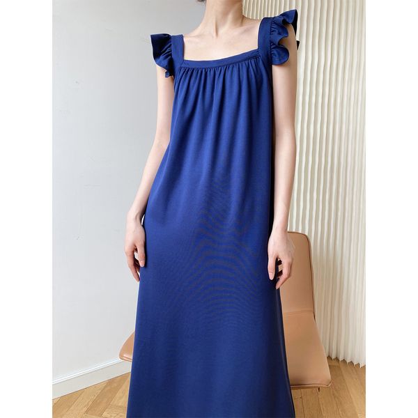 

casual dresses women sleeveless long square collar loose style oversize summer solid color vestidos oqoc, Black;gray