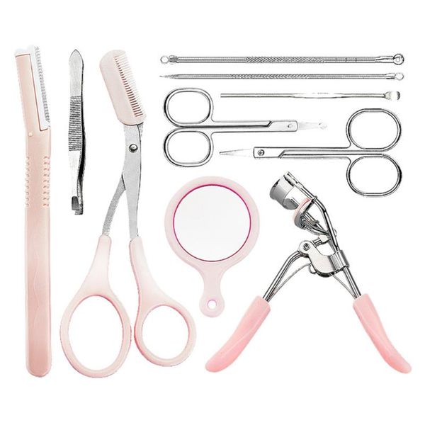 

eyebrow tools & stencils 10-in-1 shaping set scissors eyelash curler razor comb ma