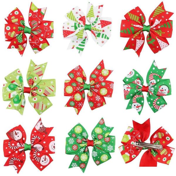

new christmas hair clip baby girl colorful ribbons bow fashion hairpins hairgrips baby accessories 8 colors, Slivery;white