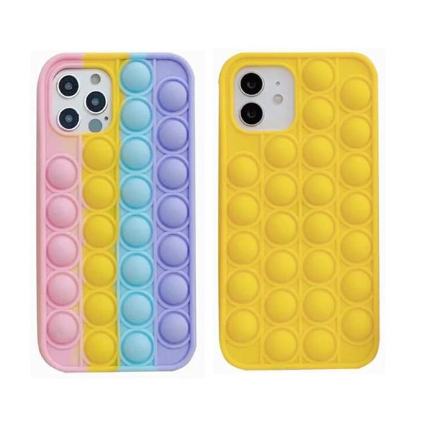 2021 Chegada Pop Fidget Bubble Silicone Celular Capas De Celular Shell Para iphone 7 8 Plus X XR 11 12 Pro Max Revieve Stress