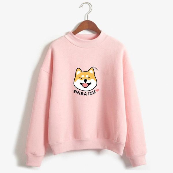 

women's hoodies & sweatshirts women harajuku fleece autumn kawaii cute japanese anime shiba innu pullover kpop sweatshirt moletom sudad, Black