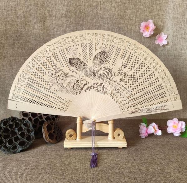 

party favor 100pcs aromatic wood pocket chinese carved folding hand fragrance wooden fan elegent home decor wedding gifts sn637
