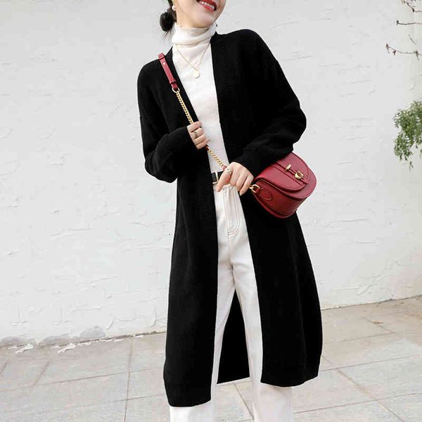 

women's knits & tees dy cardigan women's casual long knitted vintage loose sweater, large plain coat, korean fashion, White