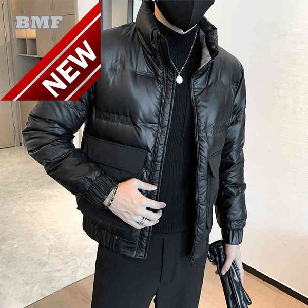 

winter fashion down jacket korean plus size thick short coats men clothing streetwear parkas japanese harajuku, Black