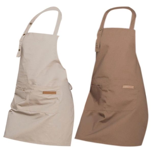 

pcs waterproof anti-oil polyester apron restaurant cooking chef bib kitchen & gardening, beige brown aprons