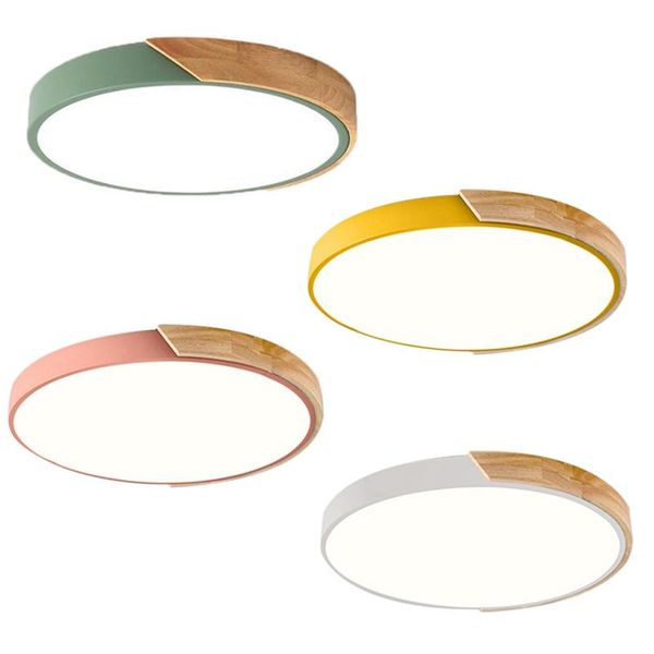 

ceiling lights nordic oak wood adjustable led lamp round bedroom lamps