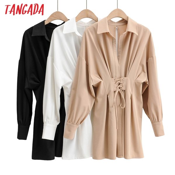 

fashion women backless lace up shirt long sleeve female zipper year dress 4p26 210416, Black;gray