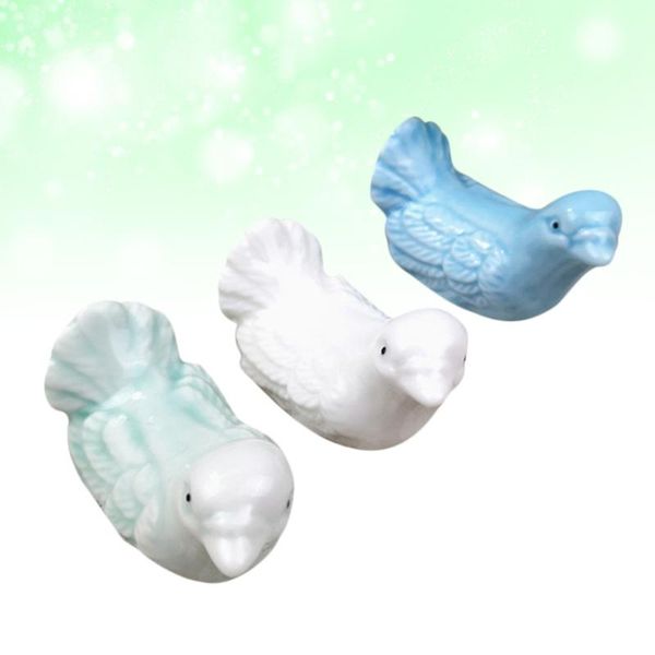 

chopsticks 3pcs household cartoon bird shape design table rack rest spoon holder for home restaurant el (blue + cyan white)