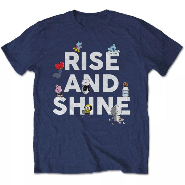 

bt21 bts rise and shine authorized men t-shirt, White;black