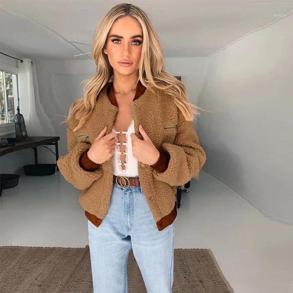 

autumn and winter women fashion solid color warm berber fleece coat woman jacket 2021 wool women's jackets, Black;brown