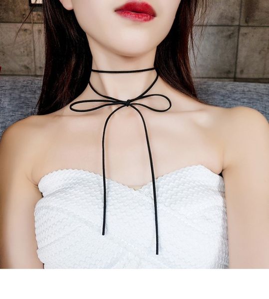 

short wang ziwen's necklaces with bow and clavicle chain, Silver