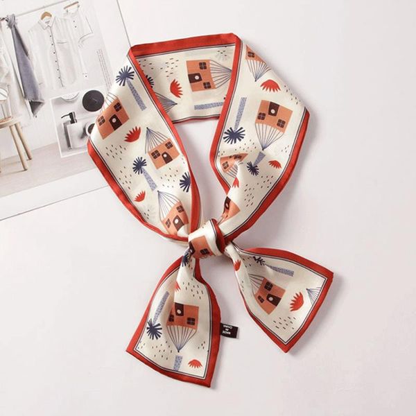 

korean-style small silk scarf women's spring autumn narrow fashion long strip arm bag ribbon neckerchief scarves, Blue;gray