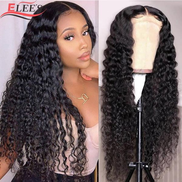 

lace wigs deep wave frontal wig for women brazilian 13x4 hd transparent curly human hair pre plucked 4x4 closure, Black;brown
