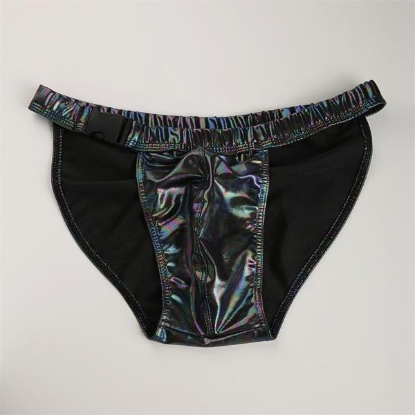 

underpants item description:men adjustable underwear briefs wet look faux leather convex u pouch, Black;white