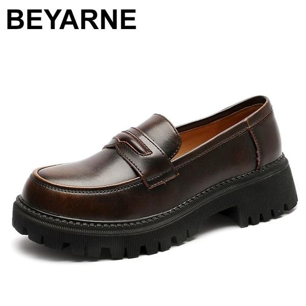 

dress shoes beyarne 2021 small leather mid-heel students japanese college wind soft bottom jk uniform shoe designer, Black