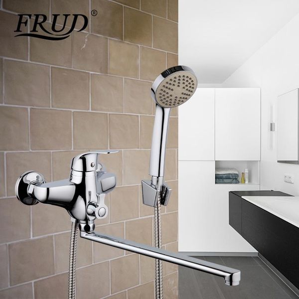 

frud 1set wall mounted water tap bathroom fixture waterfall restroom bath faucets set bathtub rain shower system mixer r22021 sets