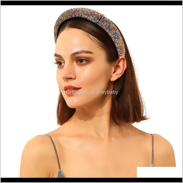 

headbands jewelry drop delivery 2021 colorful baroque full crystal headband for women luxury shiny padded diamond hairband hair accessories, Silver