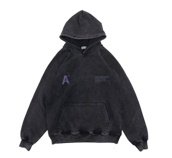 

hoodies reflective arnodefrance men women fw washed old adf pullover vintage hoodies, Black