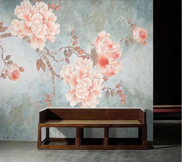 

wallpapers papel de parede vintage peony decorative painting 3d wallpaper,living room tv background kitchen bedroom wall papers home decor