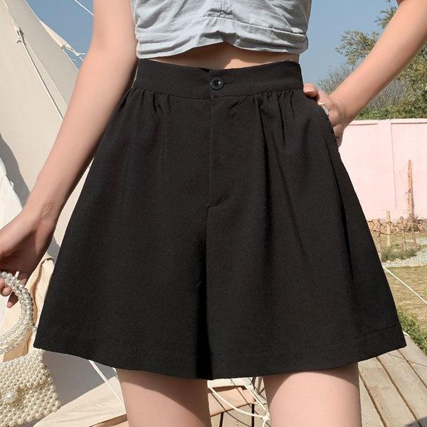 

women's shorts oversize fat mm suit summer thin casual black elastic high waist female student loose wide leg 200kg, White;black