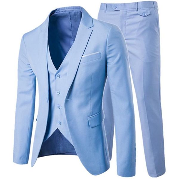 

men's suits & blazers suit vest pants 3 pieces sets / one button two buttons solid color business dress jacket coat trousers waistcoat, White;black