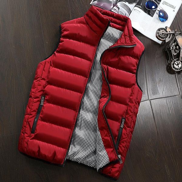 

men's vests solid color fashion parkas waistcoat plaid linner male vest jackets 2021 autumn winter casual sleeveless outwear coat, Black;white