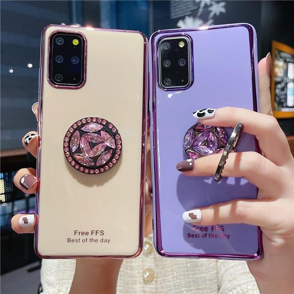 

cell phone pouches galaxy s9 s10 plus s20 fe s21 ultra case luxury ring holder soft tpu electroplated cover for samsung note 20 10 lite 8 9