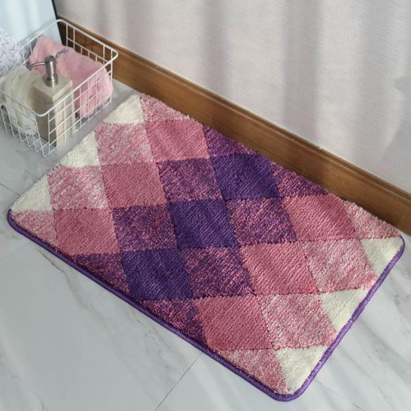 

bath mats gradient mat plaid flocking floor carpet home non slip toilet bathroom rugs entrance porch doormat absorbent foot pad