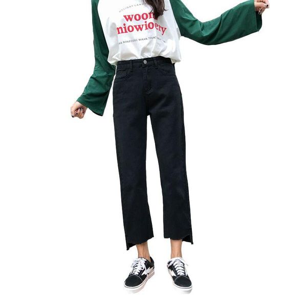 

women's jeans womens pants casual female straight all base match high waist ankle length denim for k102, Blue