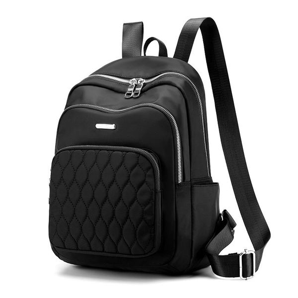 

outdoor bags 2021 woman nylon lapbackpack men black waterproof zipper solid color soft large capacity travel mochila feminina sac plecak
