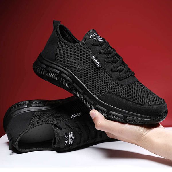 

men casual shoes breathable outdoor mesh light sneakers male fashion casual shoes comfortable casual footwear men shoes 211014, Black;white