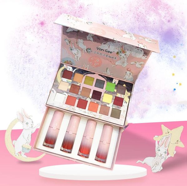 VONGEE All-in-One Makeup Set regalo Kit trucco da viaggio Principiante completo: 4 pezzi Matte Bundle Lipgloss Rossetto e 18 colori Sunset Eyeshadow Palette Cosmetici per ragazze