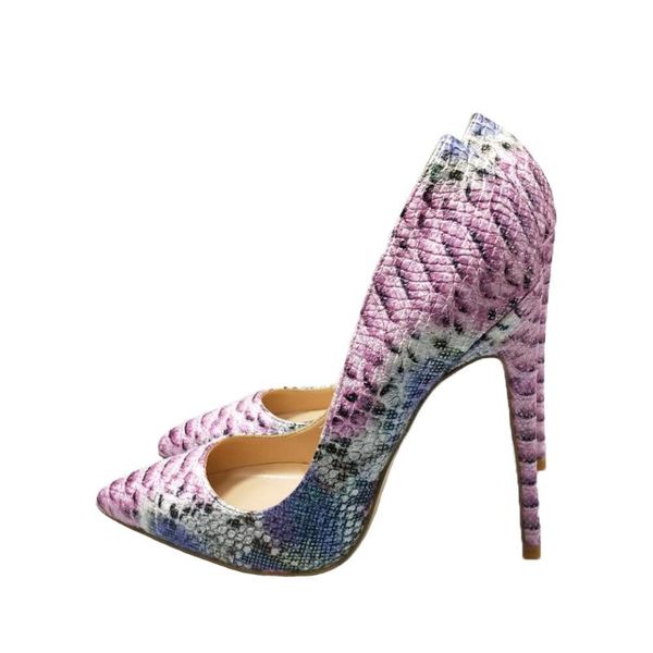 

dress shoes pink high heels 2021 snake print pumps party wedding size 43 shallow mouth with ladies, Black