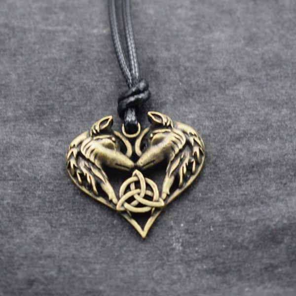 

pendant necklaces bronze color celtics couple wolf necklace, Silver